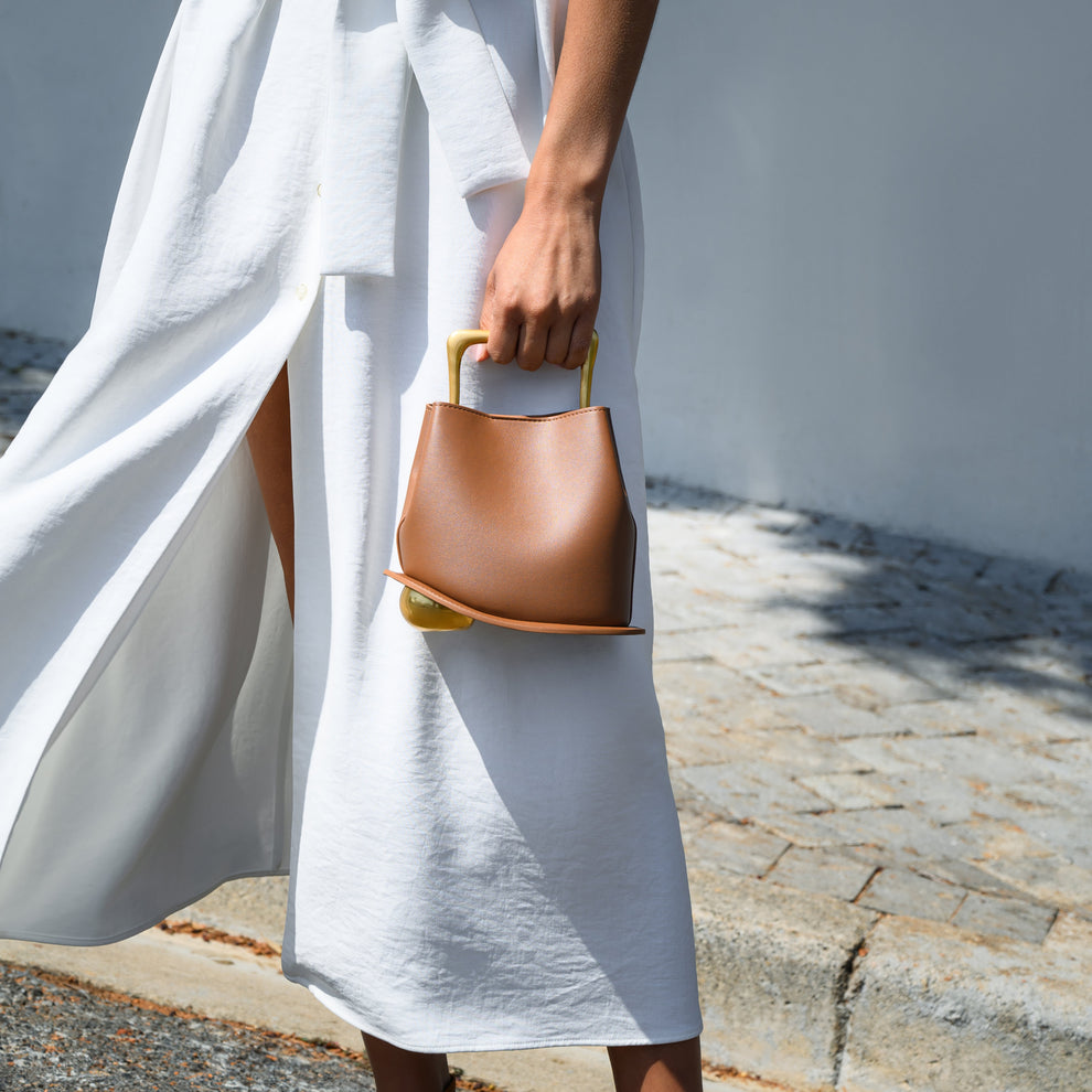 Monetra Genuine Leather Handbag (Caramel)