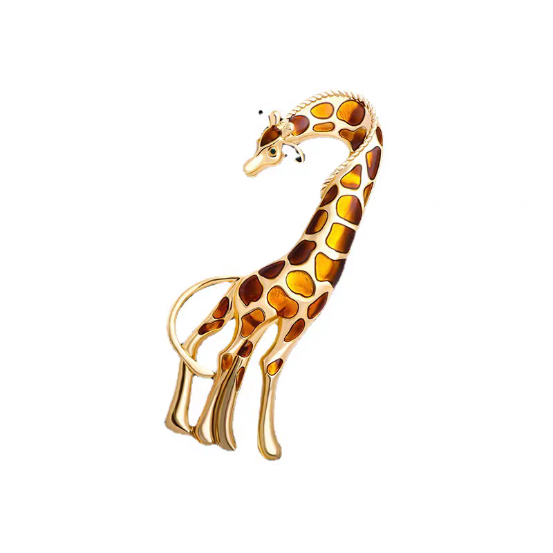 Giraffe Brown Enamel Brooch