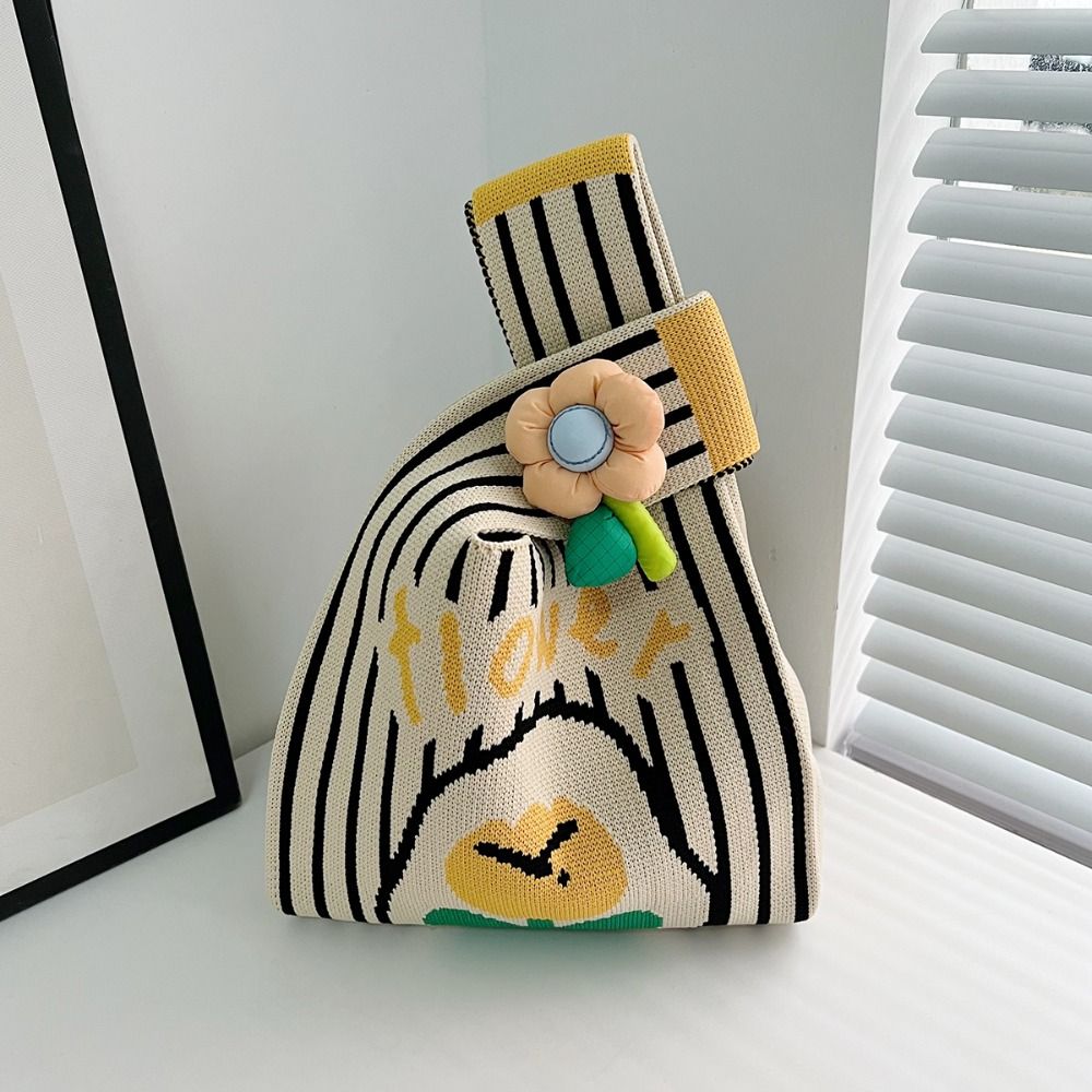 Daisyline Knitted Gift Pouch (Black Stripe)