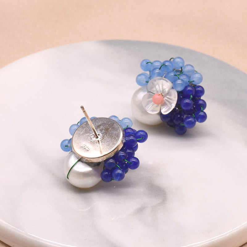 Isyora Pearl Earrings (Blue)