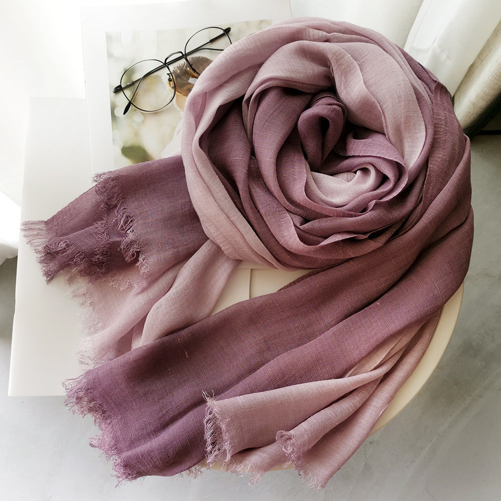 Dania Ombre Mauve Cotton Linen Stole