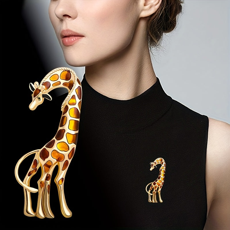 Giraffe Brown Enamel Brooch