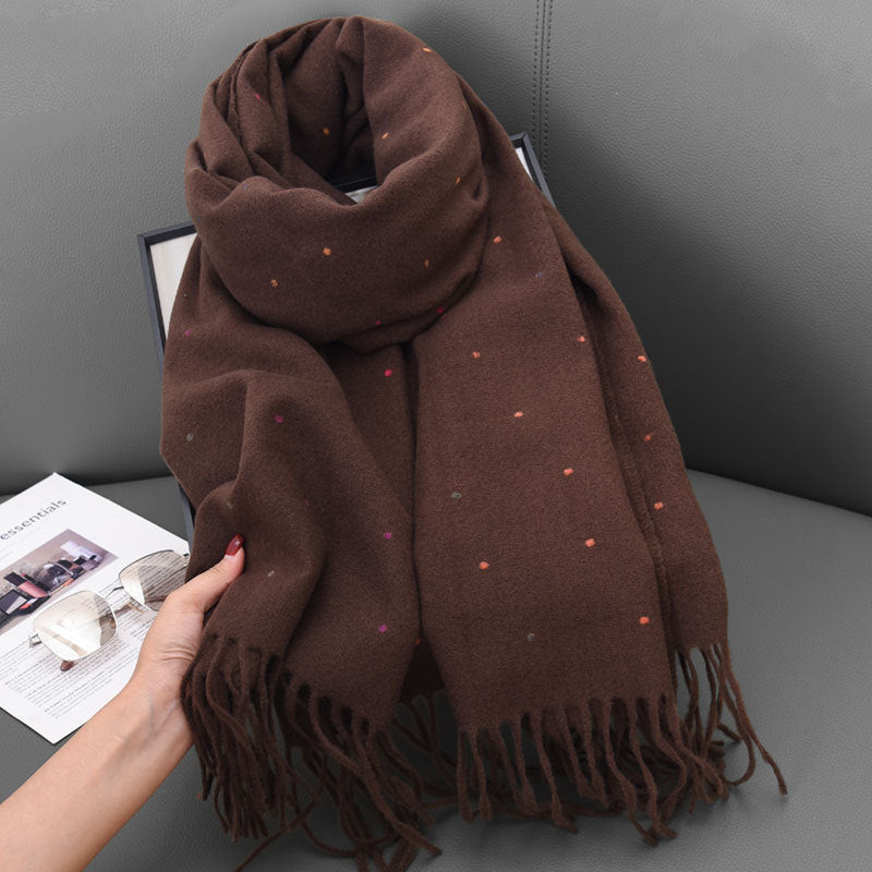 Stardot Winter Shawl (Cocoa)