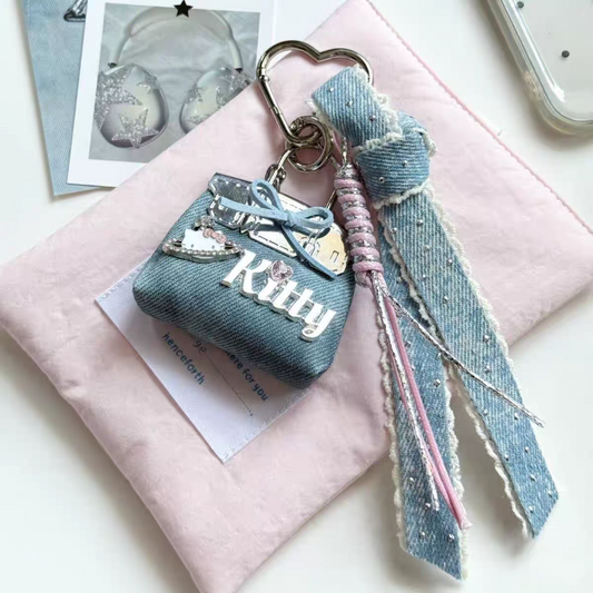 Denim Bloom Bag Charm