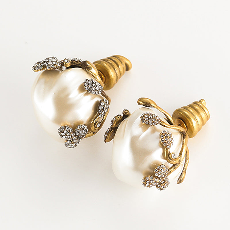 Mariselle Glass Pearl Antique Earrings