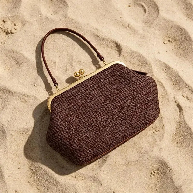 Amaris Straw Evening Bag (Brown)