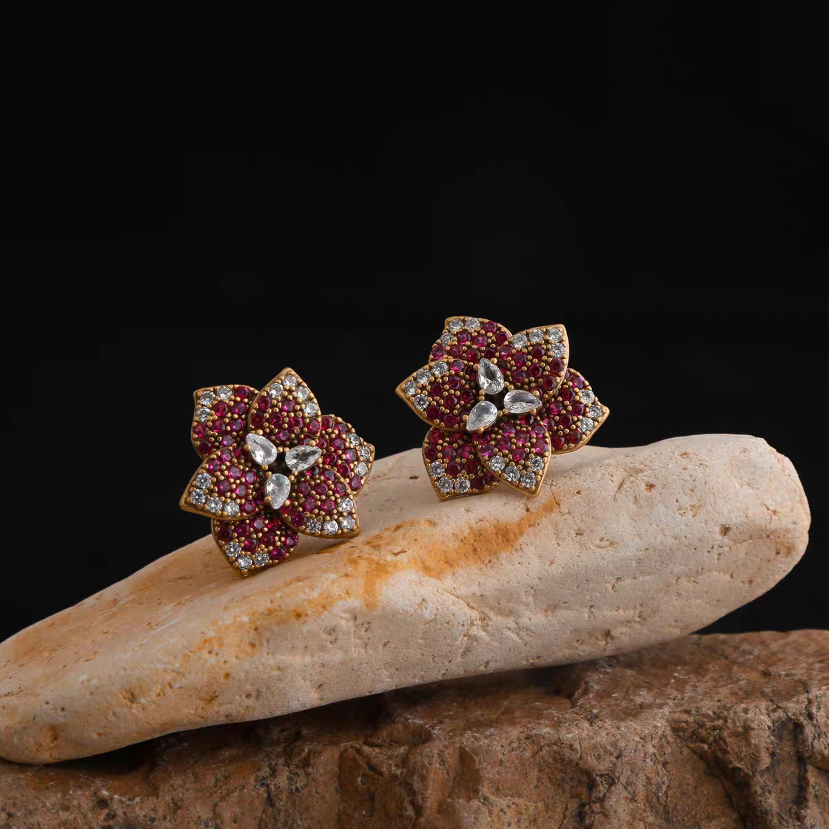 Aurora Rose Antique Earrings