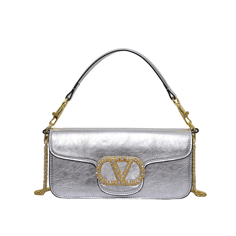 Viona Vegan Leather Handbag (Silver)