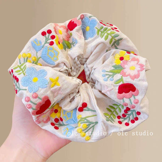 Amorette Embroidered Scrunchie