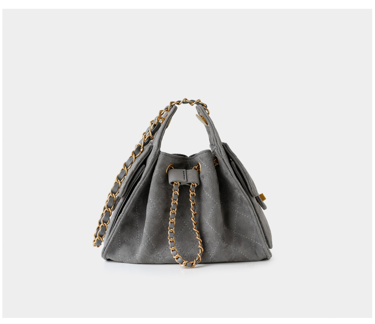 Mora Suede Genuine Leather Handbag (Grey)