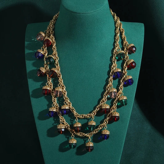 Carnivelle Multi Color Glass Antique Necklace