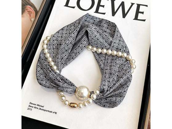Silvercrest Magnetic Buckle Scarf with Pearl
