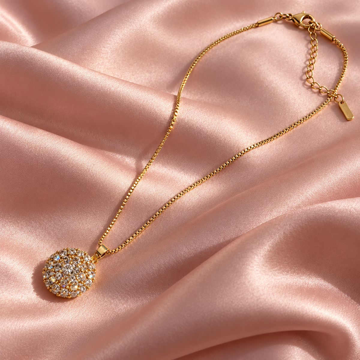Solelle Round Pendant Necklace in a yellow-gold-tone finish