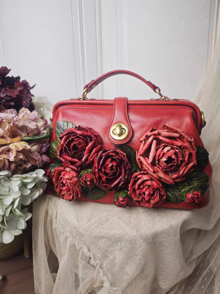 Rose Genuine Leather Handbag