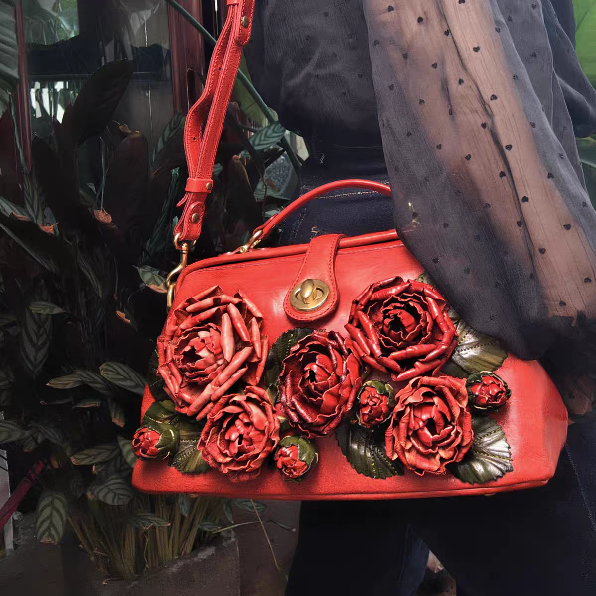 Rose Genuine Leather Handbag