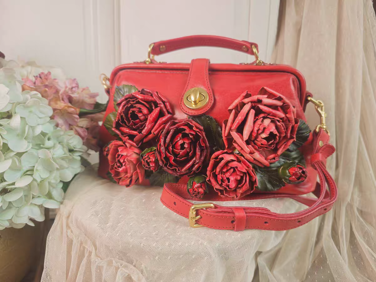 Rose Genuine Leather Handbag