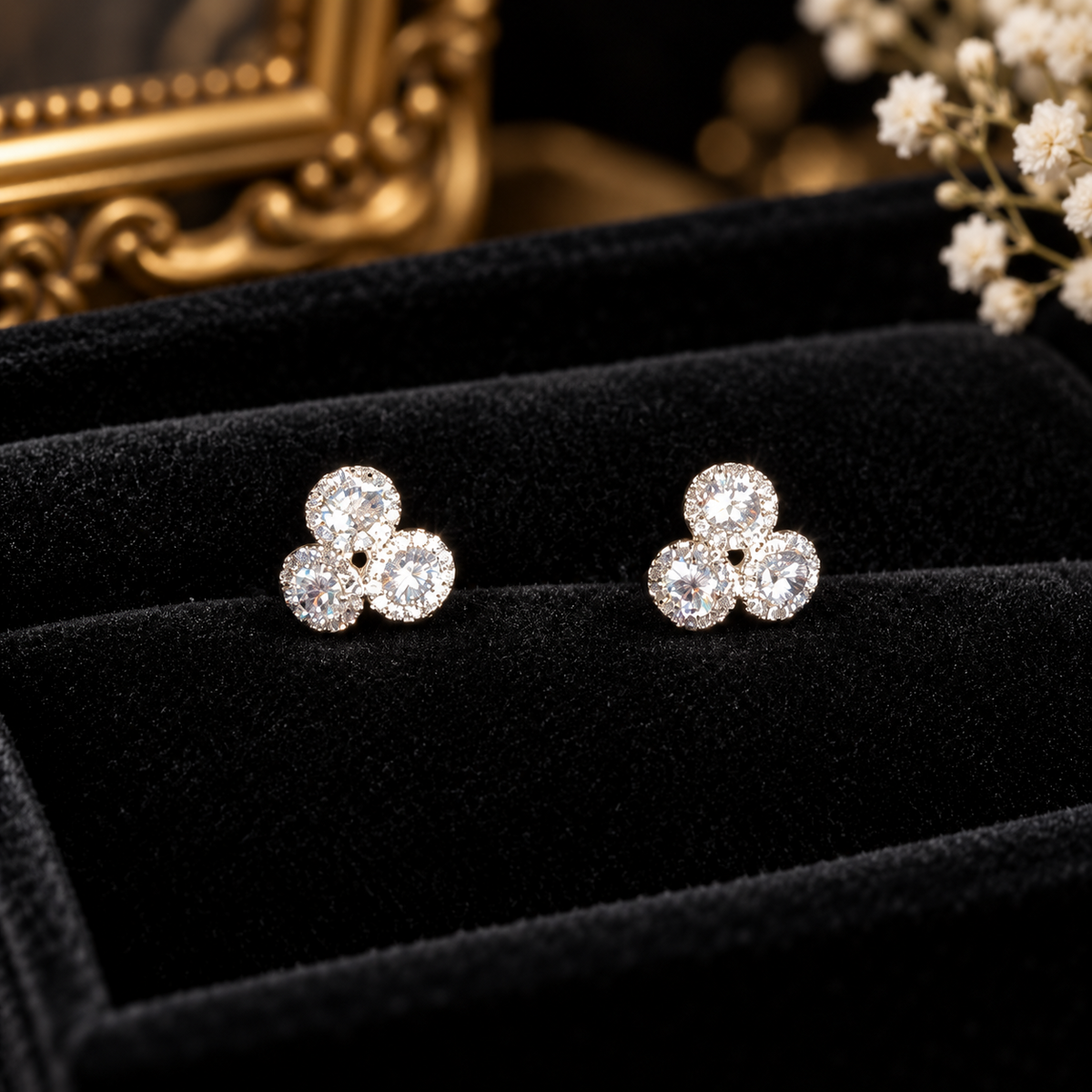 Trivelle Trio Stud Earrings in a silver-tone finish