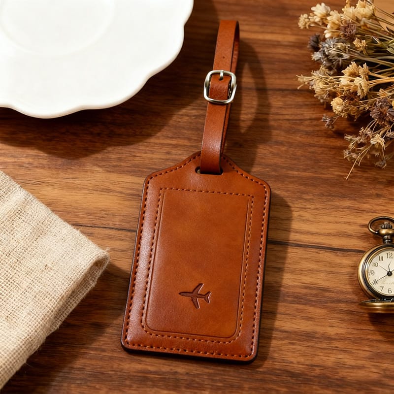 Voyager Leather Luggage Tag — Brown