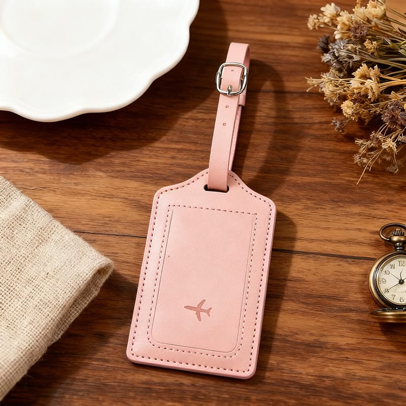 Voyager Leather Luggage Tag — Pink