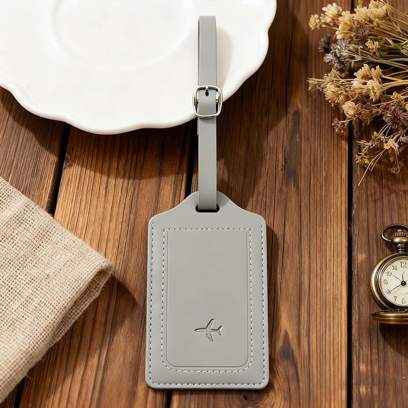 Voyager Leather Luggage Tag — Grey