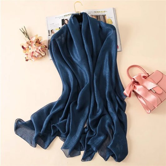 Blue Silk Linen Stole