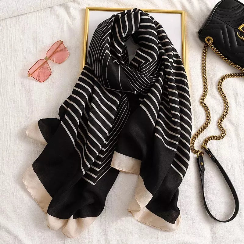 Black stripes Cotton Scarf