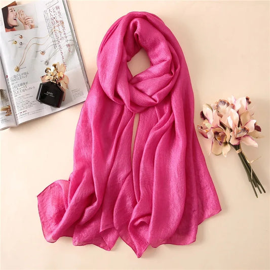 Hot Pink Silk Linen Stole