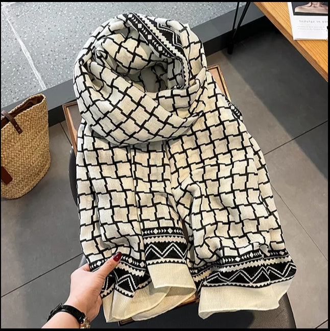 Black and White cotton stole
