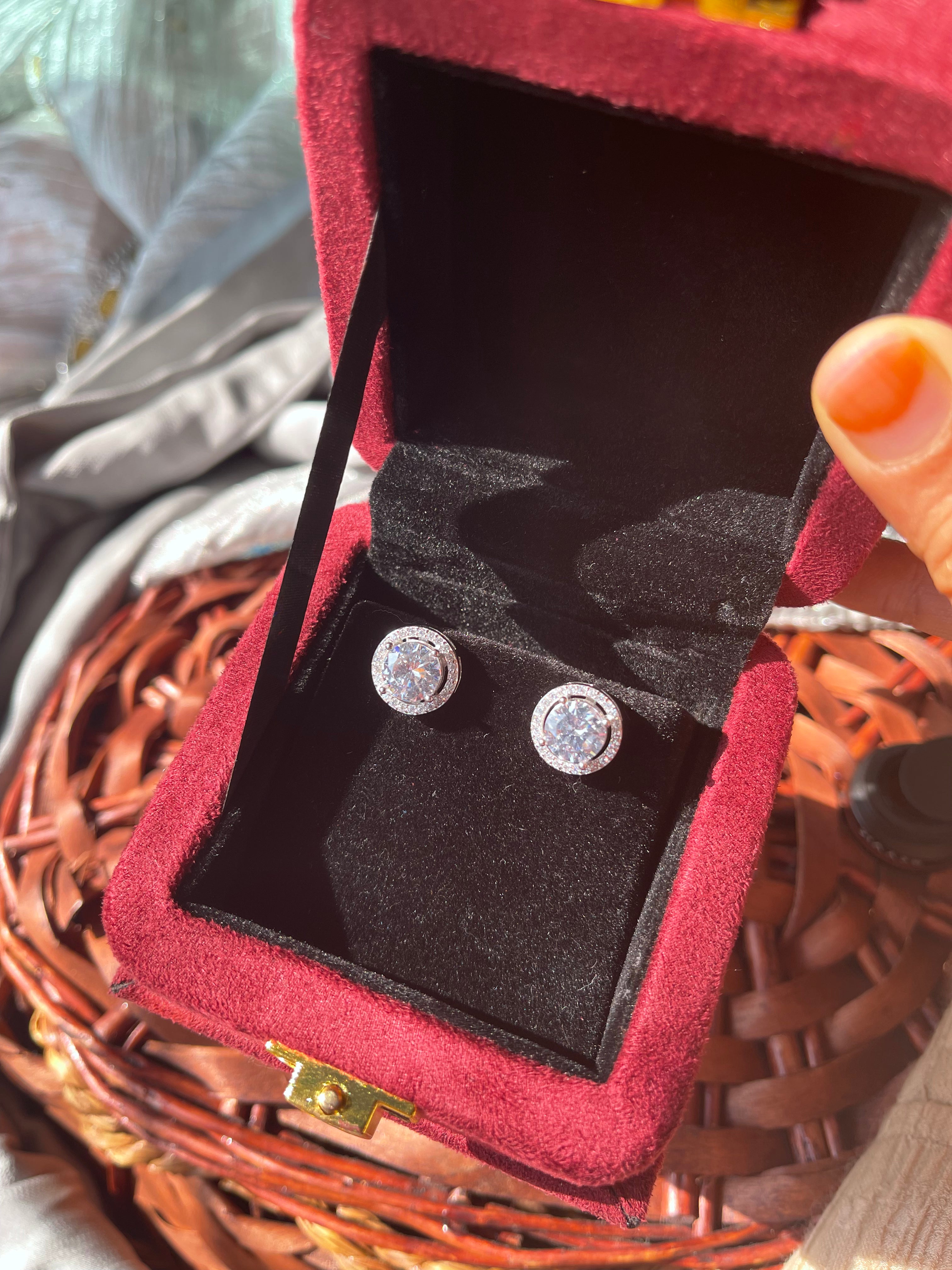 Sterling Silver 2.5 Carat Halo Studs